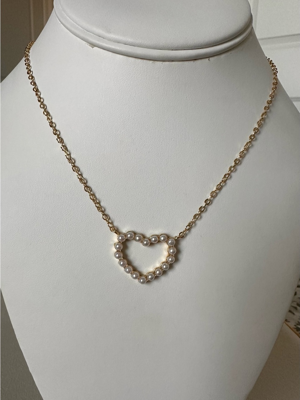 Gold Plated and  Pearl Heart Necklace - Women Jewelry